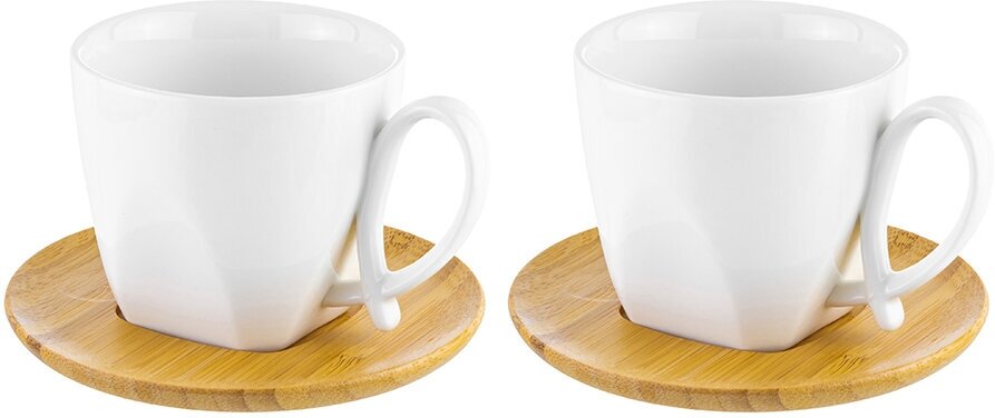 Чашка / кружка на подставке 2 шт для капучино и кофе латте "Белая метелица", 200 мл, Elan Gallery, набор