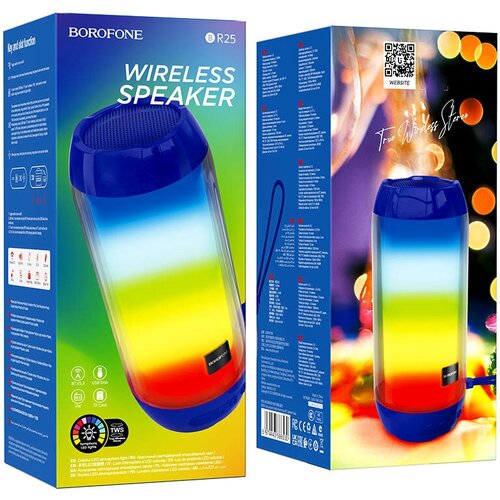 Портативная колонка с подсветкойBR25стереос FM-радио1200 мАч2 часа музыкисиний 274900₽