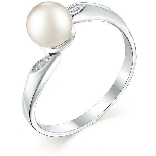 фото Алькор кольцо с жемчугом и фианитами из серебра 01-0482-00жб-00, размер 19