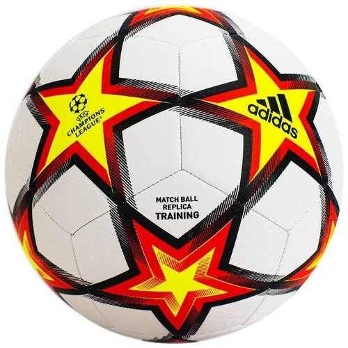 Мяч футбольный ADIDAS UCL Training PS арт.GU0206, р.5, 12 пан, ТПУ, маш.сш, бело-красно-желтый