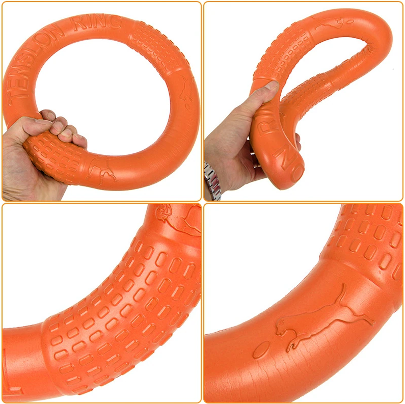 Игрушка для собак кольцо для крупных пород легкое EVA материал, диаметр 27 см, оранжевый - фотография № 2