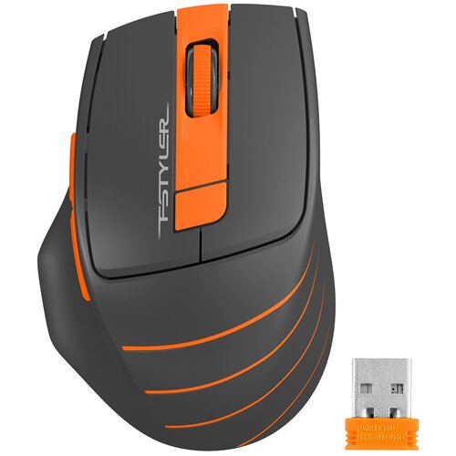 Мышь A4 Fstyler FG30 серый оранжевый оптическая 2000dpi беспроводная USB 6but 133200₽