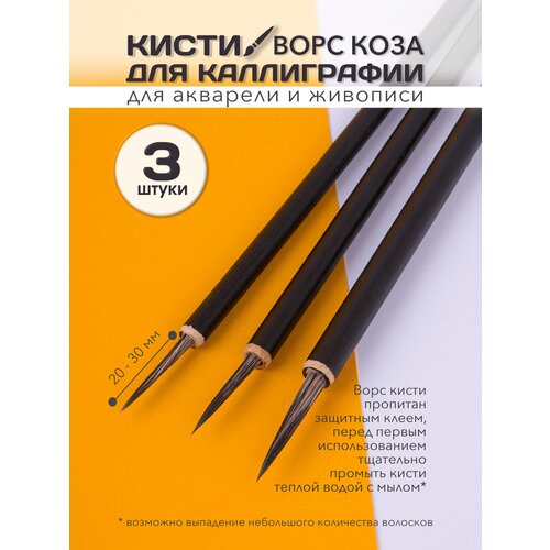 Набор кистей для каллиграфии, художественные акварельные 3 штуки