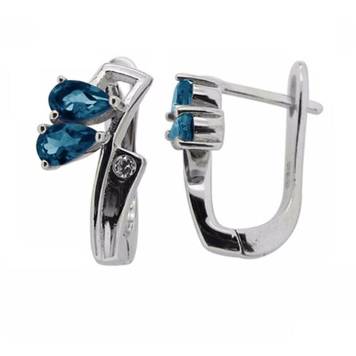 Серьги Balex, серебро, 925 проба, родирование, топаз, фианит