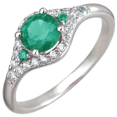 фото Эстет кольцо с изумрудами и фианитами из серебра 01к258523-2, размер 16.5