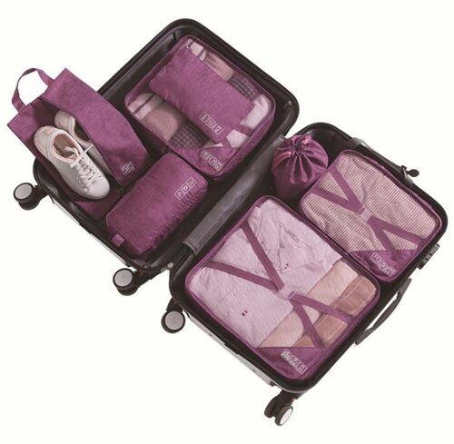 Набор органайзеров из 7 шт для путешествий в чемодан NIT Perfect Goods, цвет фиолетовый