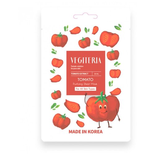 Тканевая маска для любого типа кожи VEGITERIA томат, 23 мл