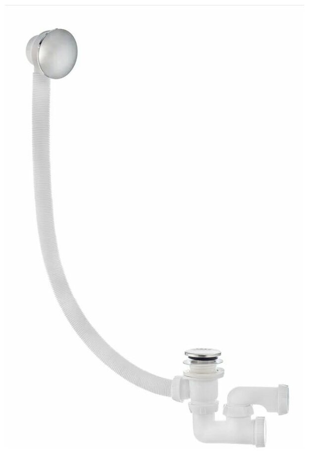 фото Слив-перелив для ванны клик клак автомат Wirquin с регулируемым сифоном, вентиль и клапан ABS хром