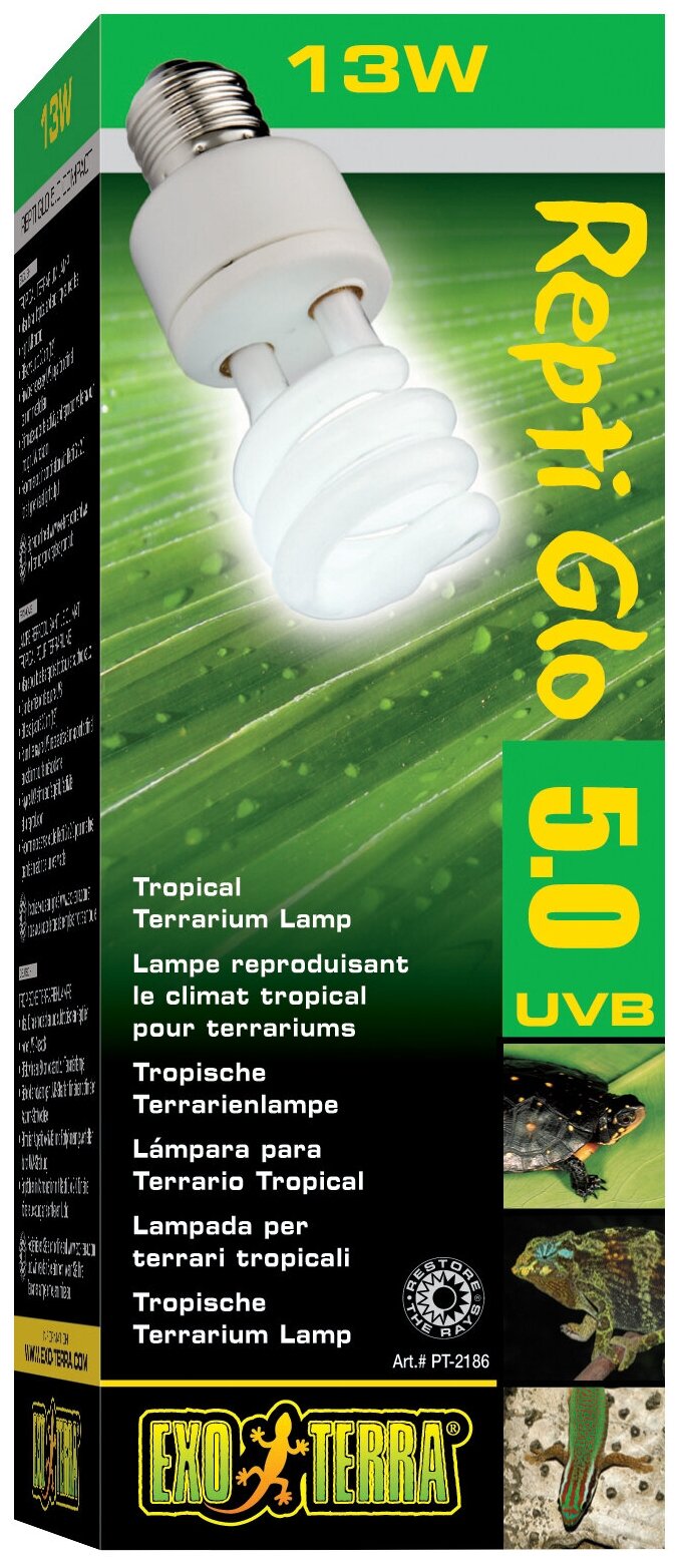 Лампа для террариума Exo Terra(hagen) EXO TERRA Reptile UVB100 former UVB5.0 Compact, 13 W /для тропического террариума/ PT2186 (H221863)