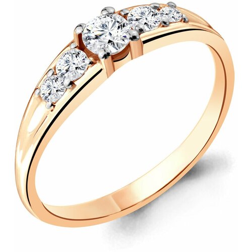 фото Кольцо diamant online, золото, 585 проба, фианит, размер 18.5