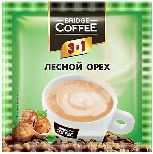 Bridge Coffee, напиток кофейный 3 в 1 с ароматом лесного ореха,20 шт по 20 г