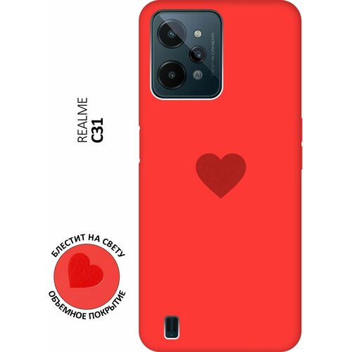 Силиконовый чехол на realme C31, Рилми С31 Silky Touch Premium с принтом Heart красный силиконовый чехол на realme c31 рилми с31 silky touch premium с принтом cats красный