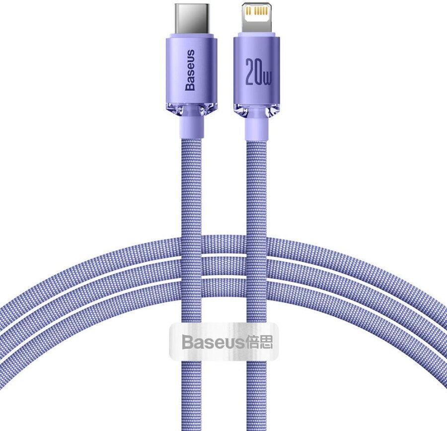 Кабель Baseus Crystal Shine Series Fast Charging Data Cable Type-C to Lightning 20W 2m Purple (CAJY000305)