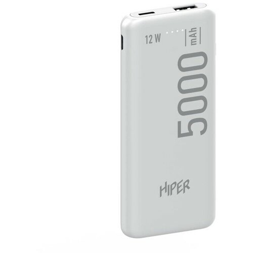 Внешний аккумулятор Hiper PSL5000, 5000 мАч, 2.1 A, USB, белый