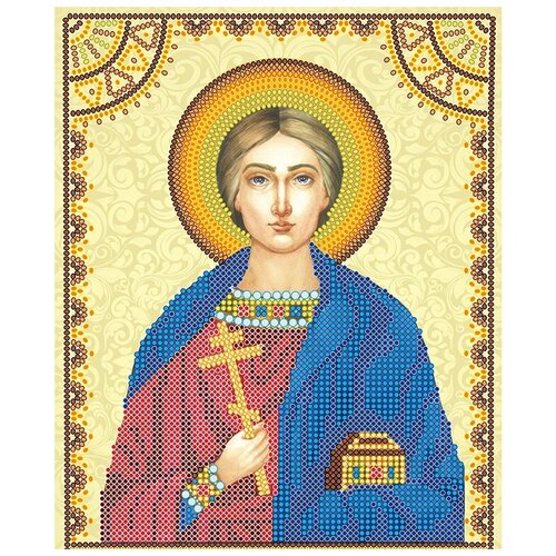ACK-055 Схема для вышивки иконы бисером на натуральном художественном холсте 'Святой Валерий' 17*23см