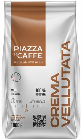 Кофе в зернах PIAZZA DEL CAFFE "Crema Vellutata", натуральный, 1000 г, вакуумная упаковка, 1367-06