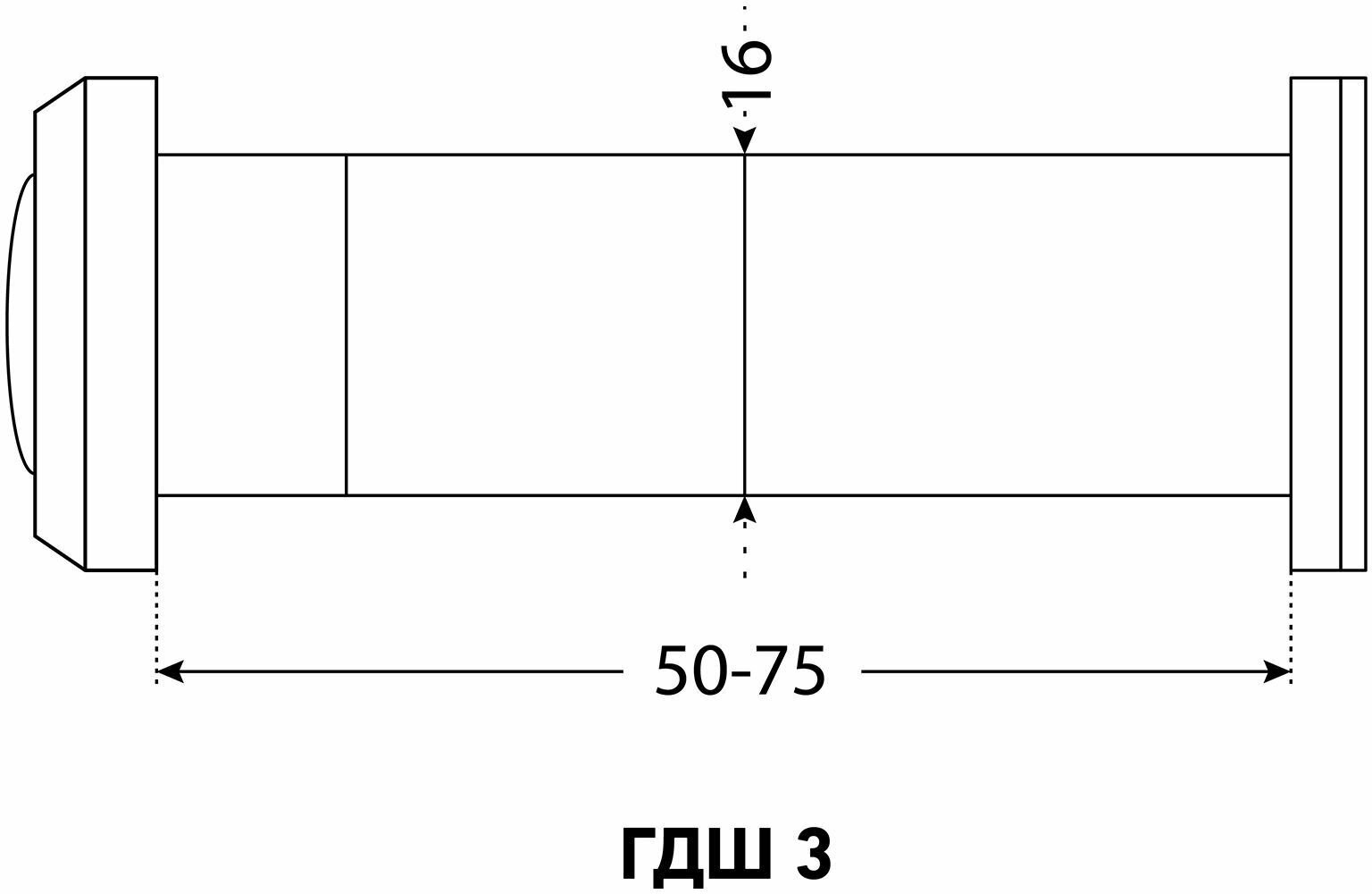 Аллюр ГДШ-3 БШт 50-75мм d16мм черный Глазок дверной (300,12)