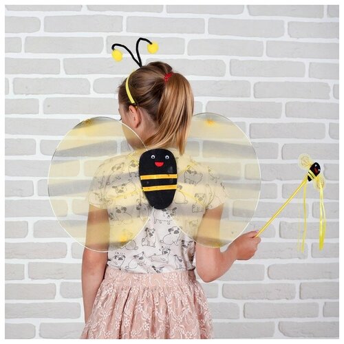 Карнавальный набор Пчелка 3 предмета: крылья, палочка, ободок 305049 карнавальный набор пчёлка 3 предмета ободок крылья жезл теропром 3740612