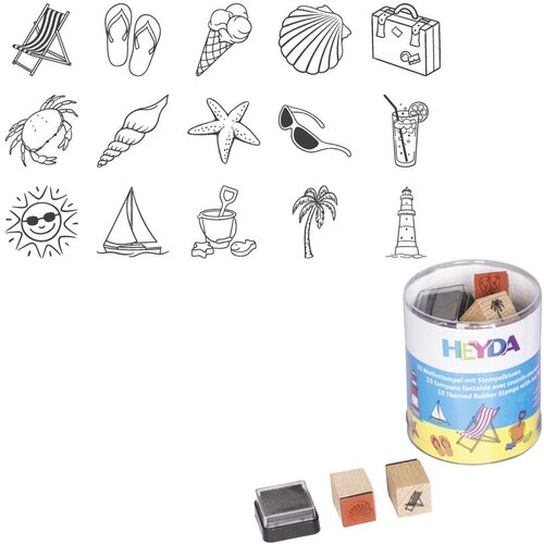 Набор штампиков Brunnen Heyda Holiday-Отдых, 15 шт Пляжный отдых престиж набор для детского творчества штампики арт 105 28