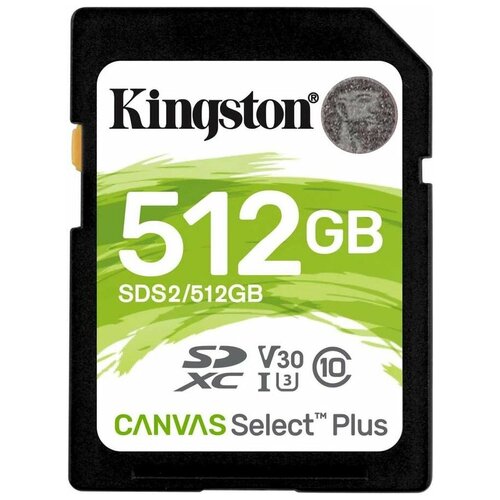 Карта памяти 512Gb Kingston Canvas Select Plus SDXC UHS-I U3 V30 (100/85 Mb/s) SDS2/512GB карта памяти kingston sd 512gb sdxc class 10 uhs i u3 v30 canvas select plus sds2 512gb