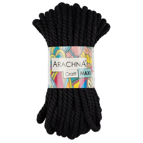 фото Пряжа arachna "craft maxi" 75% хлопок, 25% фибра 268 г 15.24 м №03 чёрный