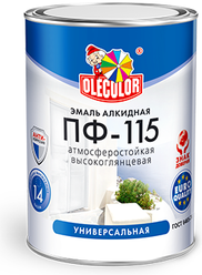 Эмаль алкидная ПФ-115 OLECOLOR (Артикул: 4300000253; Цвет: Ярко-зеленый; Фасовка = 2,7 кг)