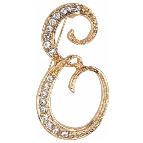 фото Брошь бижутерная буква "е" (замок-булавка, золотистый) 55713 otokodesign