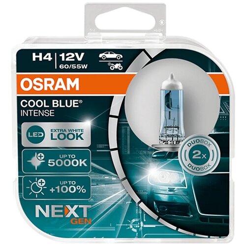 Комплект Ламп Osram H4 12V60/55W P43t +100% COOL BLUE INTENSE (NextGen) 5000K EURO (Германия)