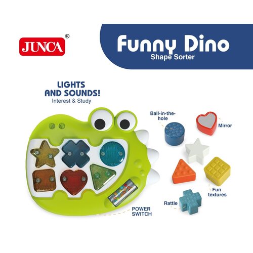 Развивающая игрушка JUNCA Сортер Веселый динозаврик FCJ0844247, 6 дет.