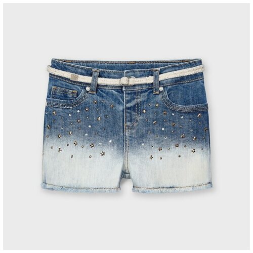 фото Джинсовые шорты для девочки mayoral с ремнём 9 л.