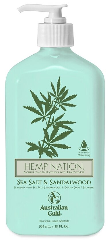 Питательный лосьон для тела Australian Gold Hemp Nation Sea Salt & Sandalwood (535 мл) с комплексом усиления оттенка загара