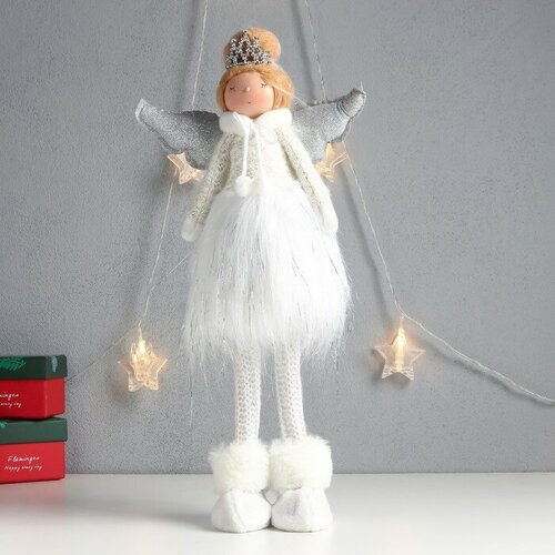 фото Кукла интерьерная "ангелочек-принцесса, в белой меховой юбке" 41х20х12 см dreammart