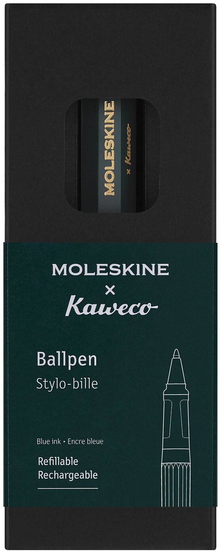 Ручка шариков. Moleskine Kaweco KAWBALLPENGRN т.зеленый d1мм син. черн. подар.кор. - фотография № 14