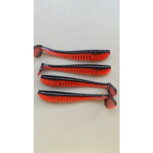 Силиконовая приманка Аваруна (Easy Shad) 89мм (6шт) Черно-красный (Black Terracott).