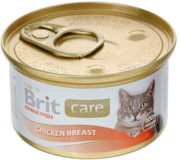 Brit консервы для кошек куриная грудка 80г, 24 шт.