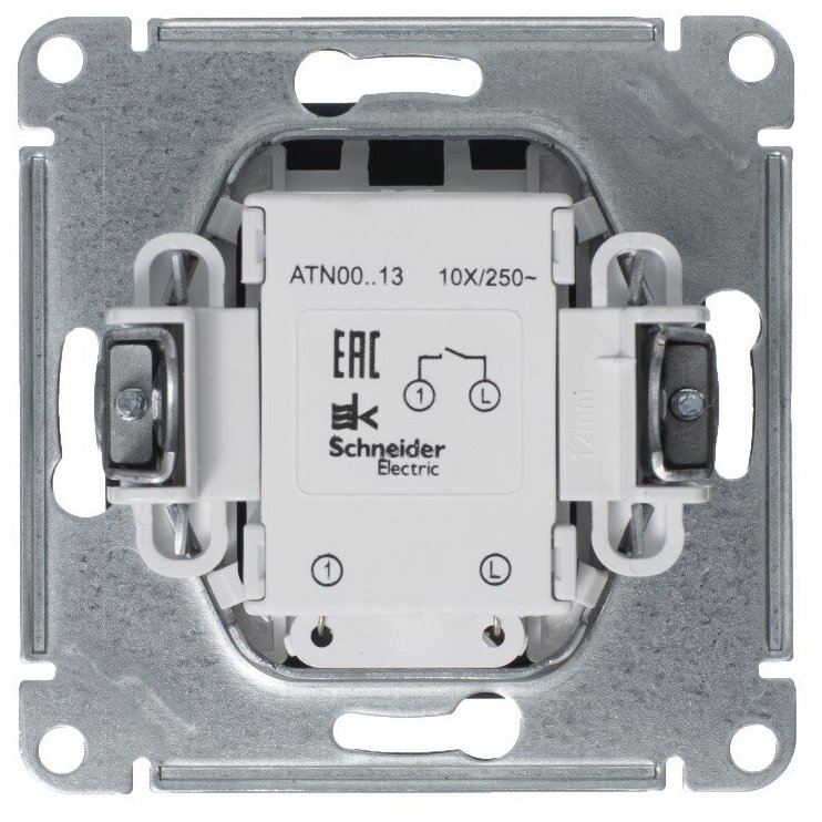 Выключатель 1-кл. СП AtlasDesign 10А IP20 (сх. 1а) 10AX с подсветкой механизм грифель SchE ATN000713 - фотография № 7