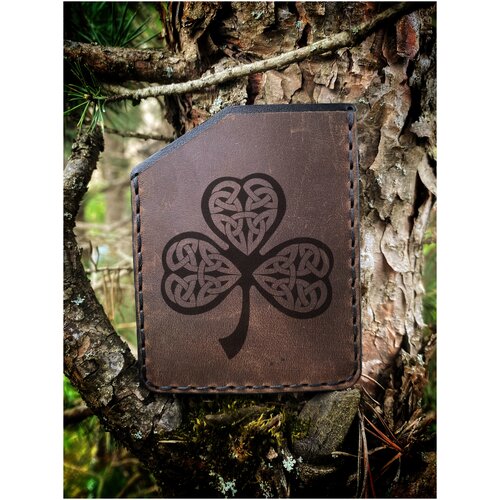 фото Кошелек для карт натуральная кожа ручная работа клевер трилистник v.l.s.