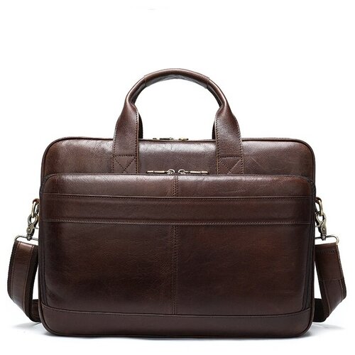 фото Сумка торба повседневная, натуральная кожа, вмещает а4, внутренний карман, регулируемый ремень, коричневый nip men
