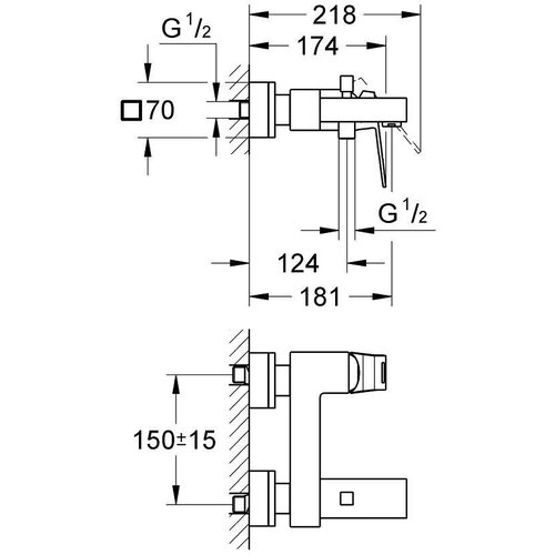 Смеситель для ванны Grohe Eurocube хром (23140000)