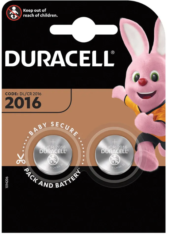 Батарейки литиевые Duracell Specialty, тип CR2016, 3В, 2шт