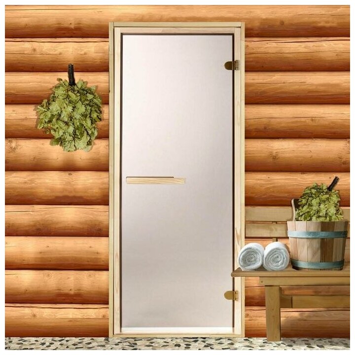 Дверь для бани и сауны стеклянная "Бронза" 190 x 70 см, 6 мм, 2 петли - фотография № 1