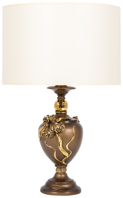 Настольная лампа Bogacho Флер де Лис бронзовая с кремовым абажуром Винтаж 2