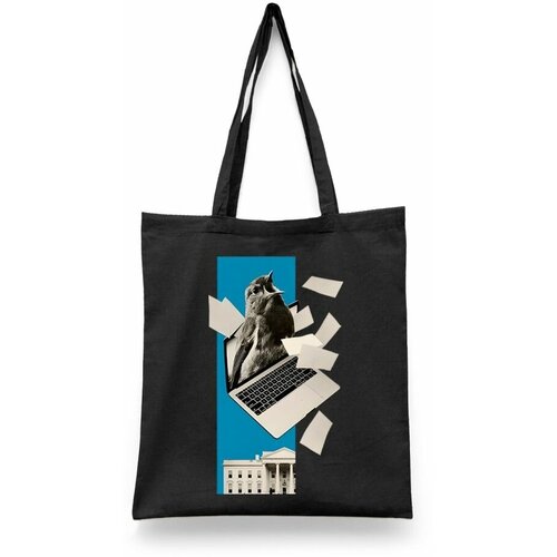 фото Сумка-шоппер унисекс каждому своё "абстракция/минимализм/арт" черная