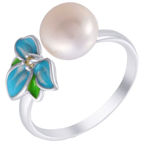 фото Element47 кольцо из серебра 925 пробы с культивированным жемчугом, эмалью и кубическим цирконием rs9182pe_ko_wp_enam_001_wg, размер 18