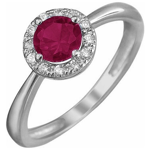 фото Эстет кольцо с корундом и фианитами из серебра 01к258521-3, размер 16