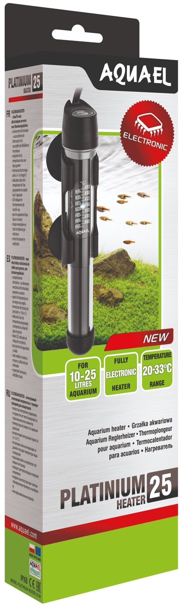фото Цилиндрический нагреватель AQUAEL AQN PLATINIUM HEATER 25W (10-25 л)