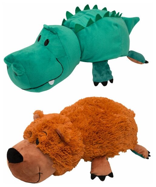 Мягкая игрушка 2 в 1 1Toy Вывернушка Медведь-Крокодил 40 см - фото №2