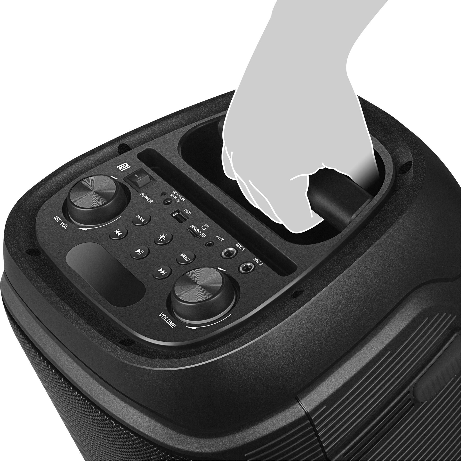 Портативная акустика 2.0 Sven SV-021511 черная (100 Вт, TWS, BT, FM, USB, microSD, LED-дисплей, 4400мА*ч) - фото №8