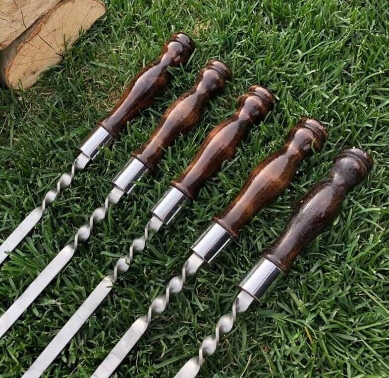 Шампуры для мангала с деревянной ручкой шлифованные, 68 см, 9 шт - фотография № 3