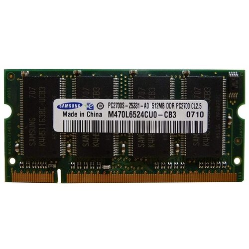 Оперативная память Samsung DDR 333 МГц SODIMM CL2.5 M470L6524CU0-CB3 оперативная память infineon 256 мб ddr 333 мгц sodimm hys64d32020gdl 6